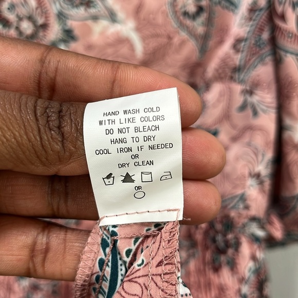 CODE X MODE Pink Paisley Ruffle Balloons Sleeve Dress Sz XS Floral Pink Tiered - Picture 5 of 10